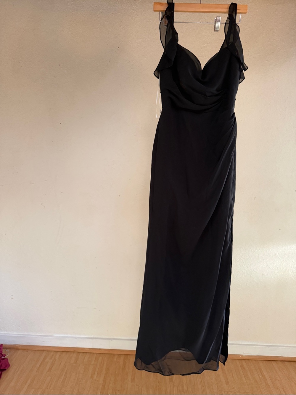 Azazie Black Maxi Dress with Sheer Strap Detail